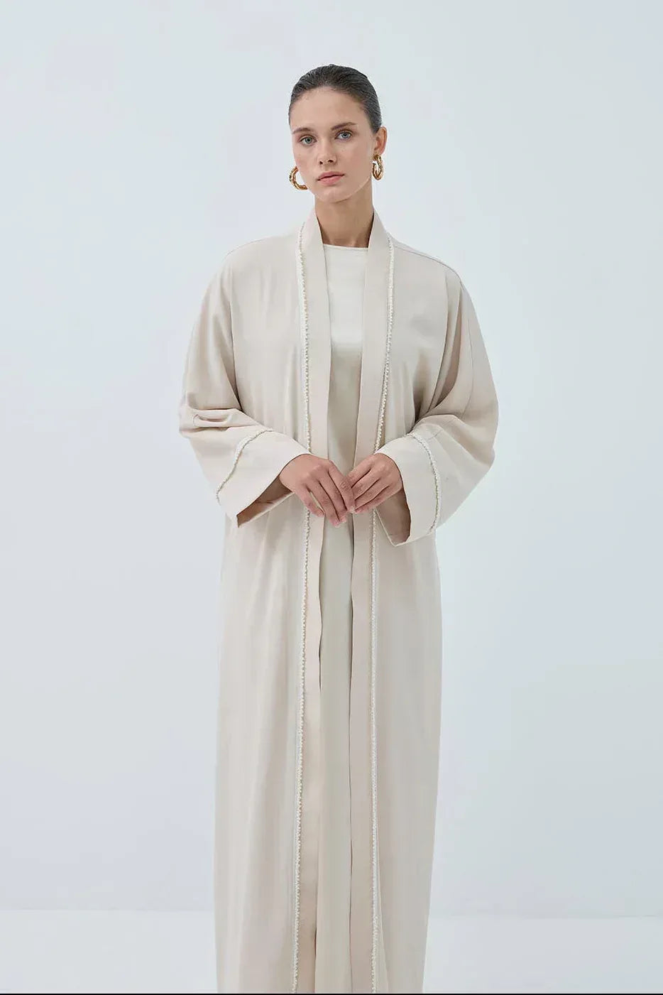 İnci Şerit İşlemeli Nida Abaya - VIADEL Atelier