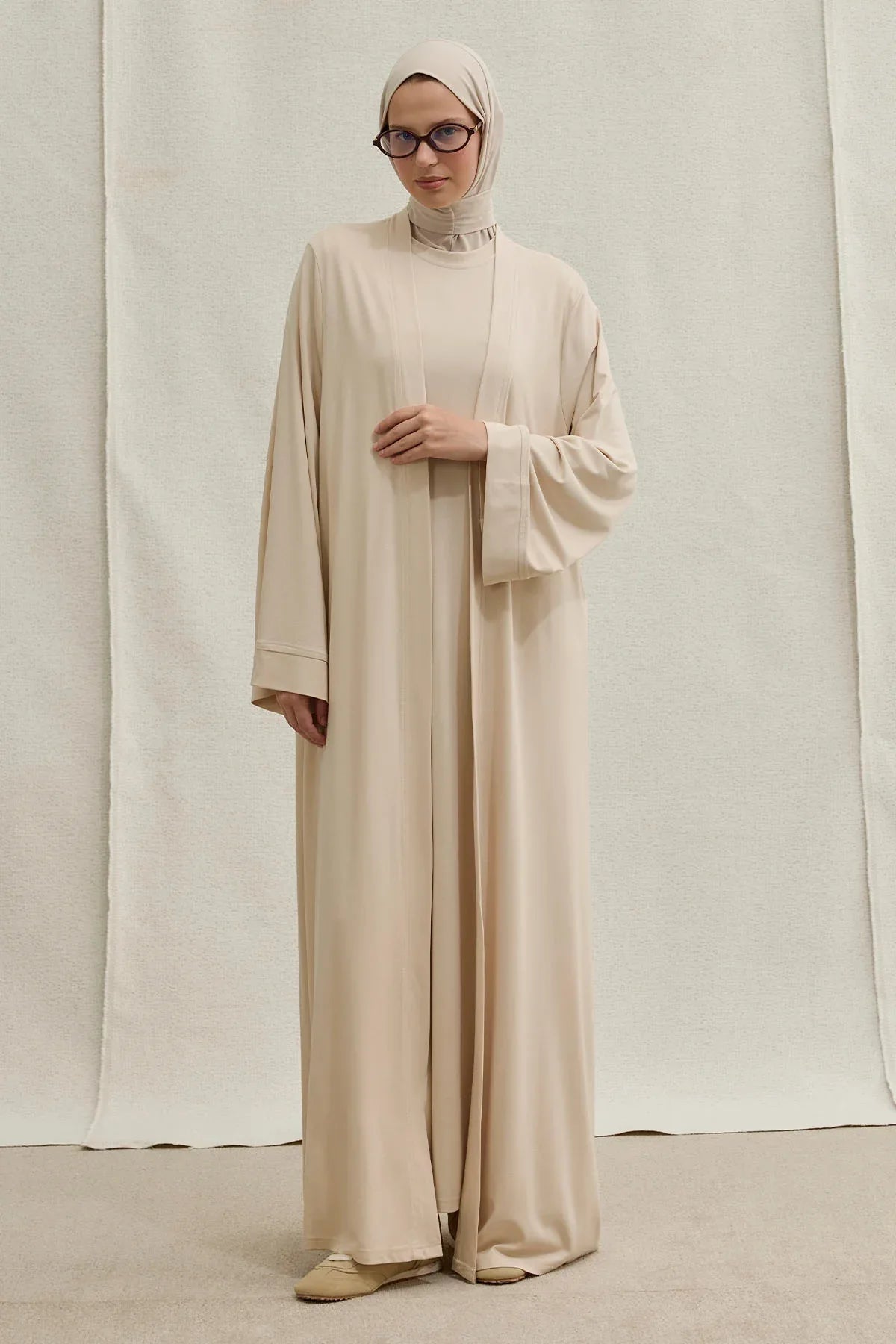 Active Modest Spor Geniş Kol Taş İkili Abaya Takım