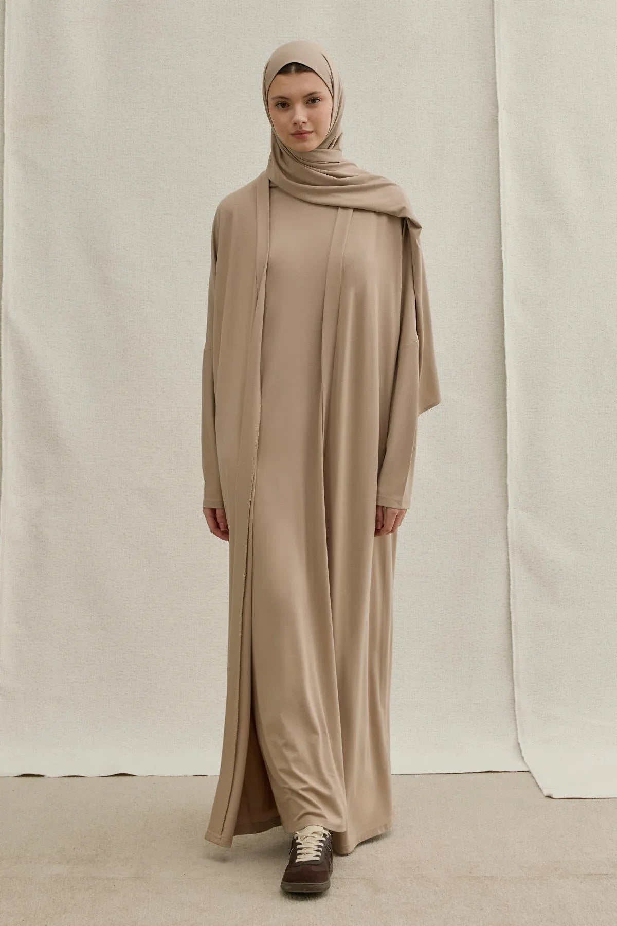 Active Modest Sport Mink Two-Piece Abaya Set