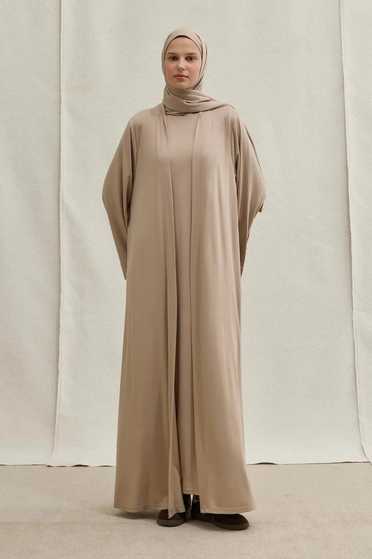 Active Modest Spor Geniş Kol Vizon İkili Abaya Takım