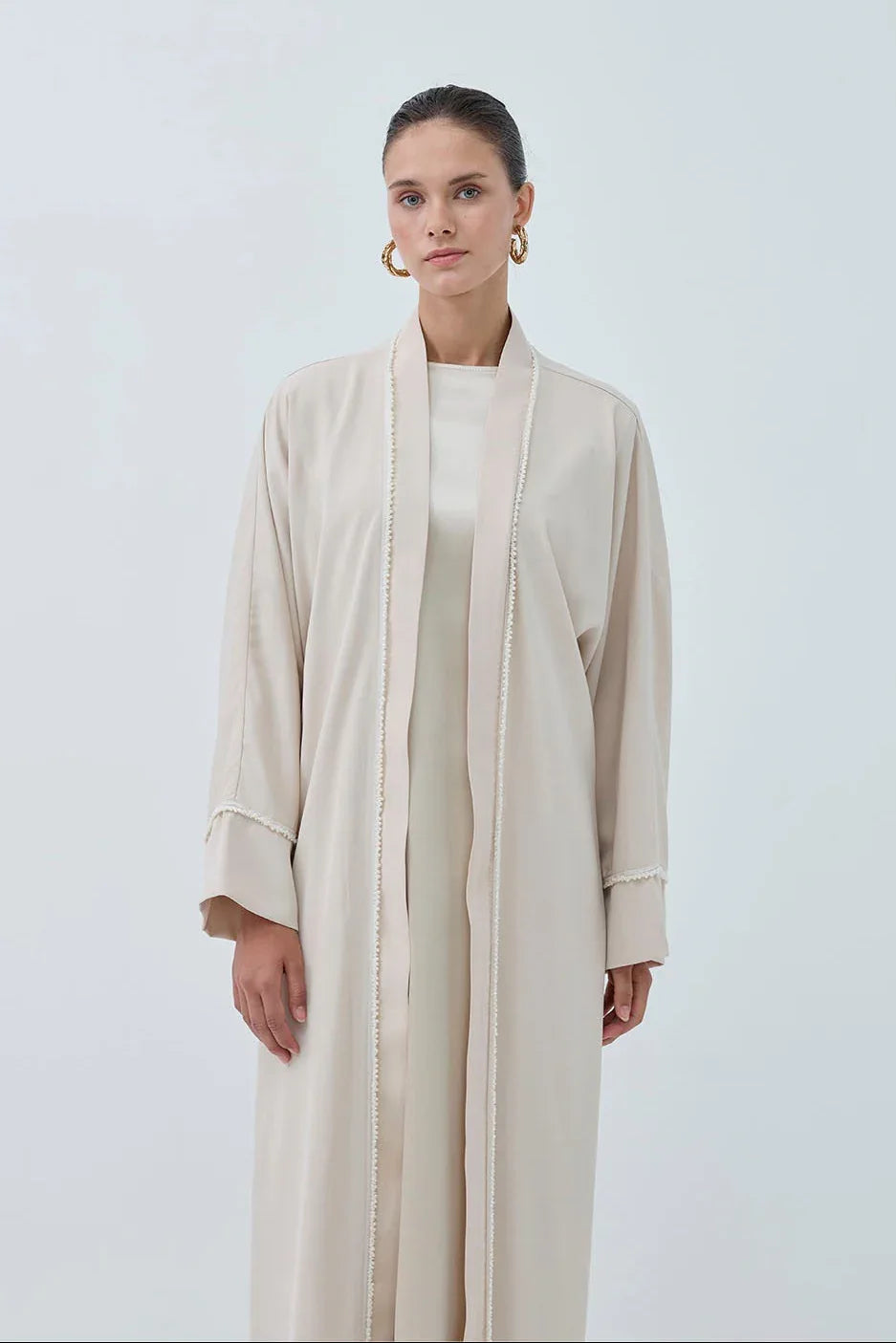 İnci Şerit İşlemeli Nida Abaya - VIADEL Atelier