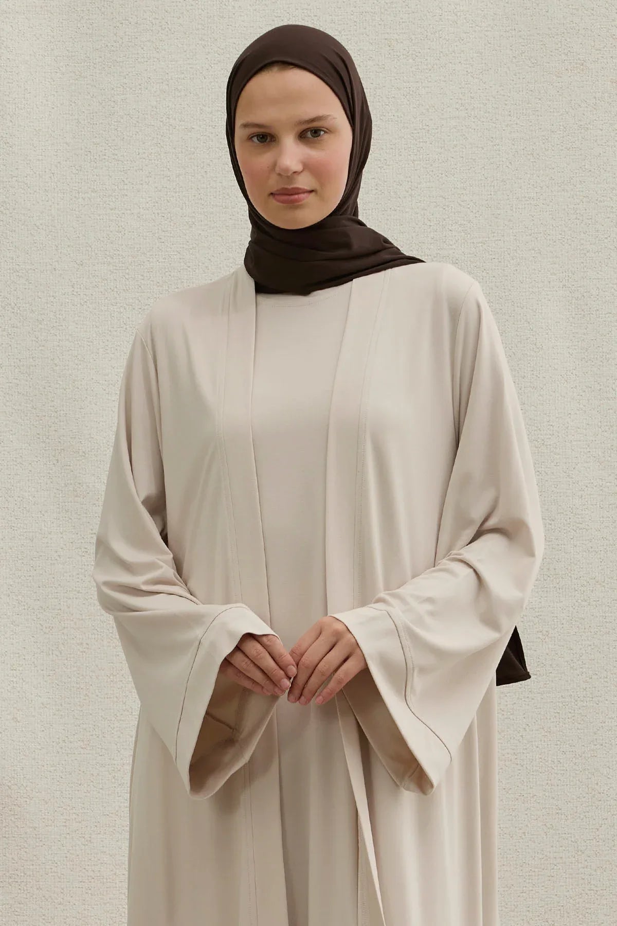 Active Modest Spor Geniş Kol Ekru İkili Abaya Takım