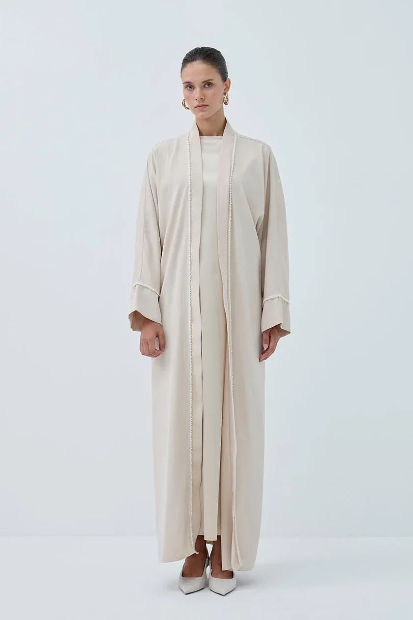 İnci Şerit İşlemeli Nida Abaya - VIADEL Atelier