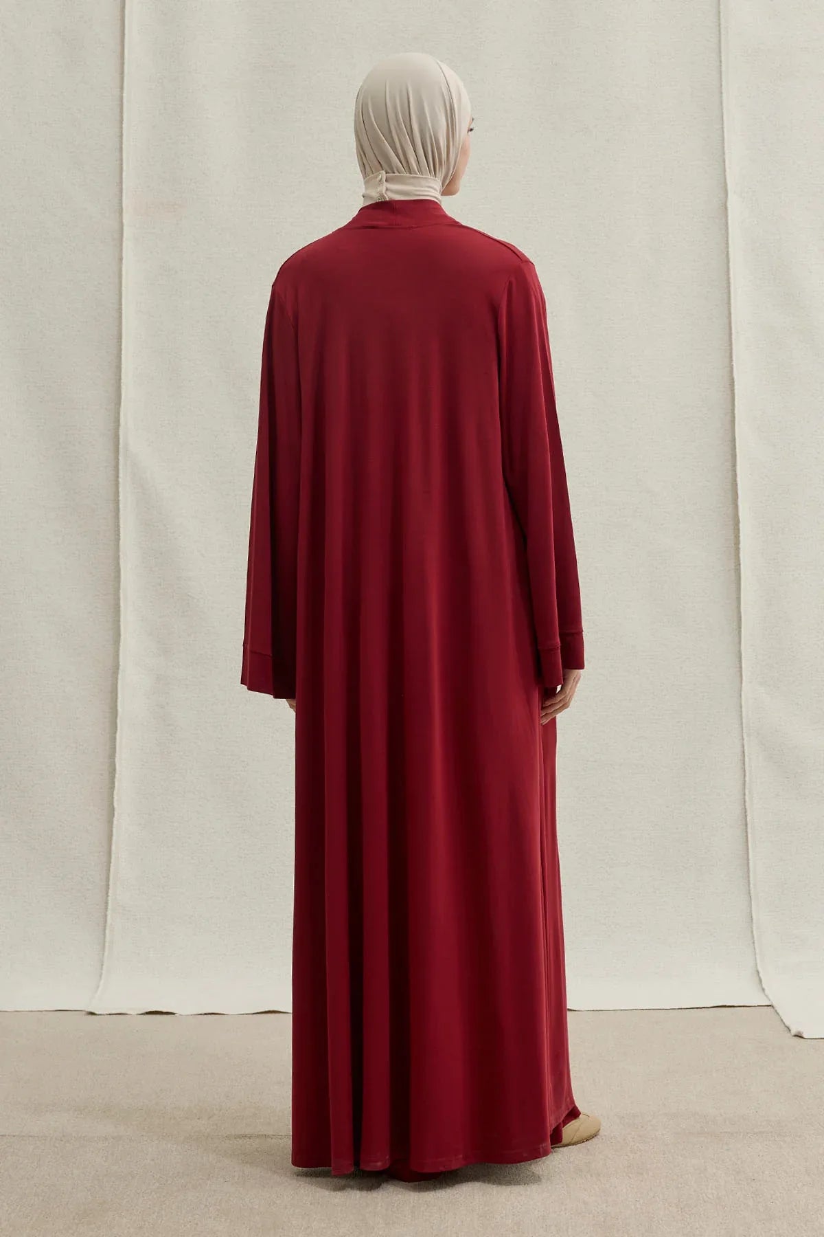 Actıve Modest Spor Bordo Üçlü Abaya Takım