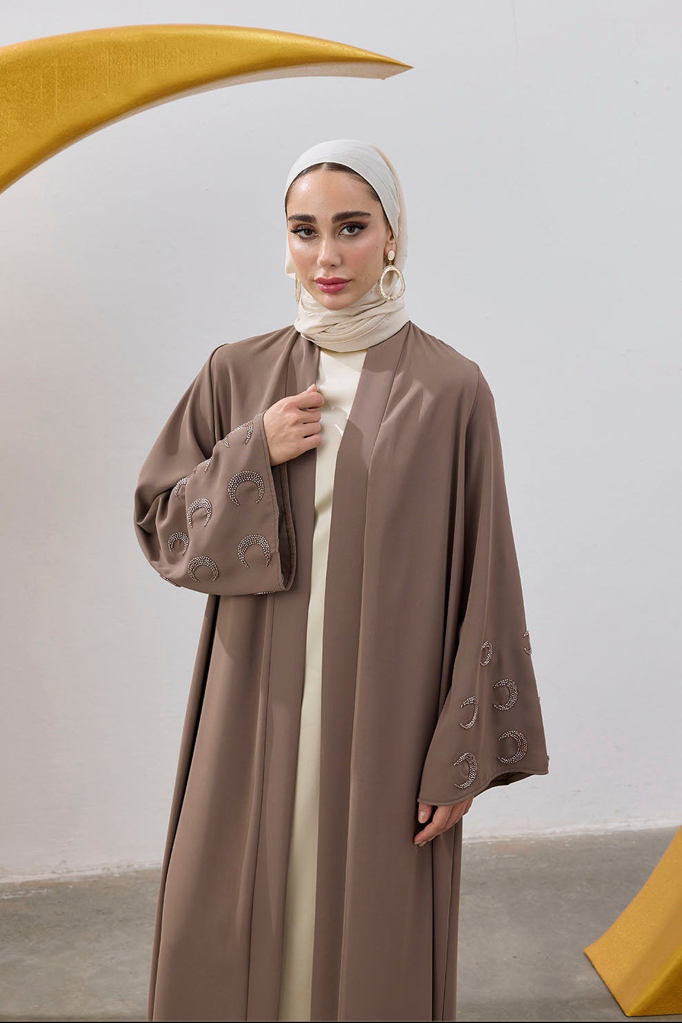 Boncuk Hilal Kol Detay Abaya