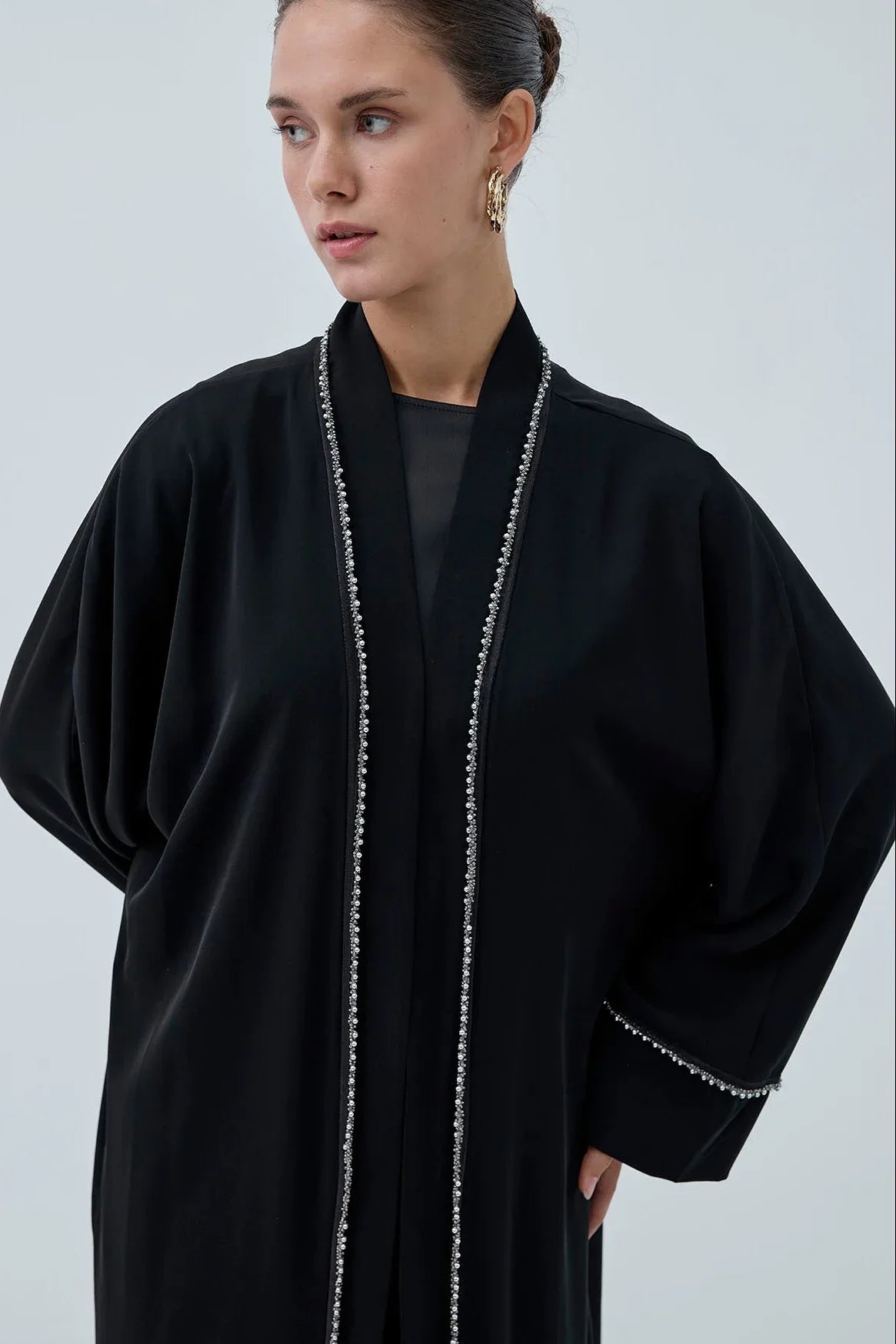 İnci Şerit İşlemeli Nida Abaya - VIADEL Atelier