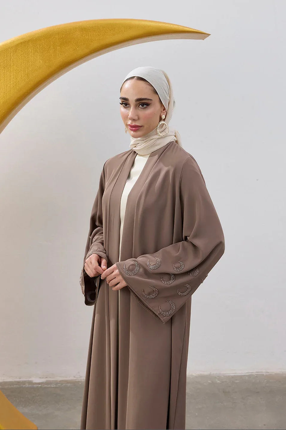 Boncuk Hilal Kol Detay Abaya - VIADEL Atelier