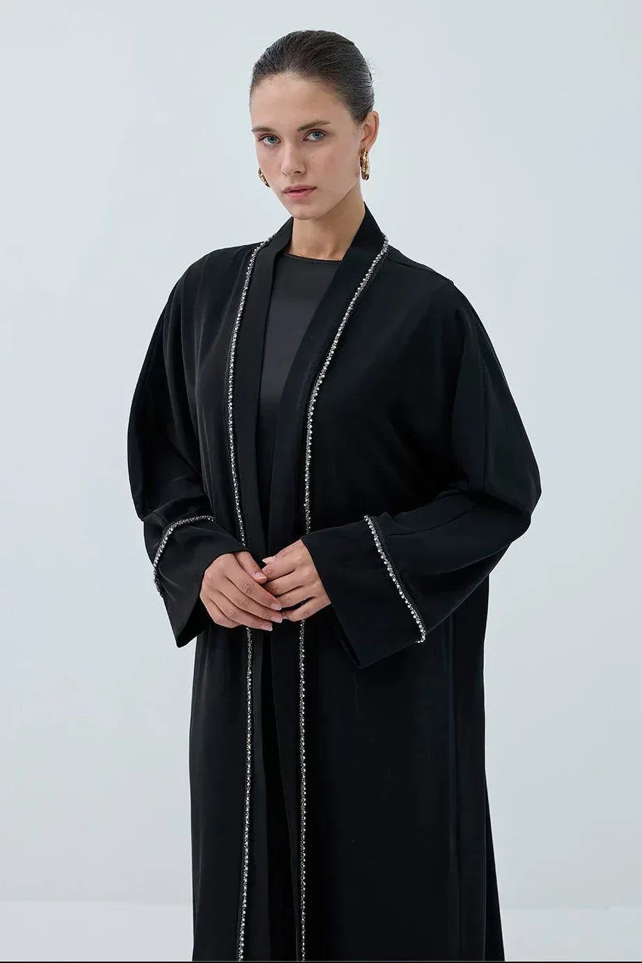 İnci Şerit İşlemeli Nida Abaya - VIADEL Atelier