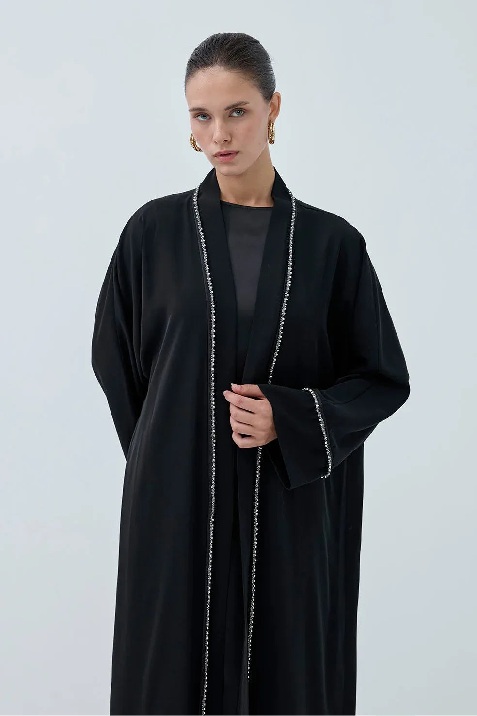 İnci Şerit İşlemeli Nida Abaya - VIADEL Atelier