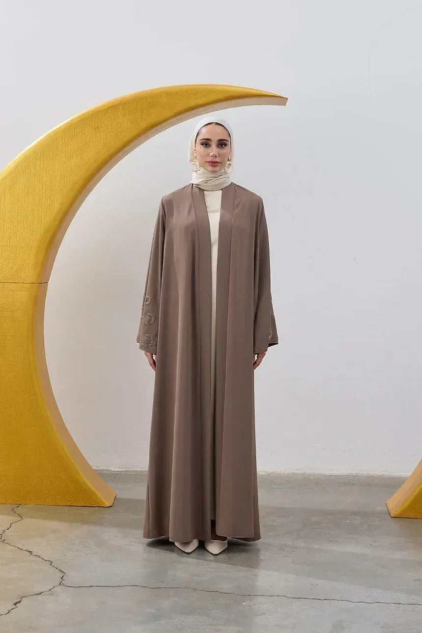 Boncuk Hilal Kol Detay Abaya - VIADEL Atelier