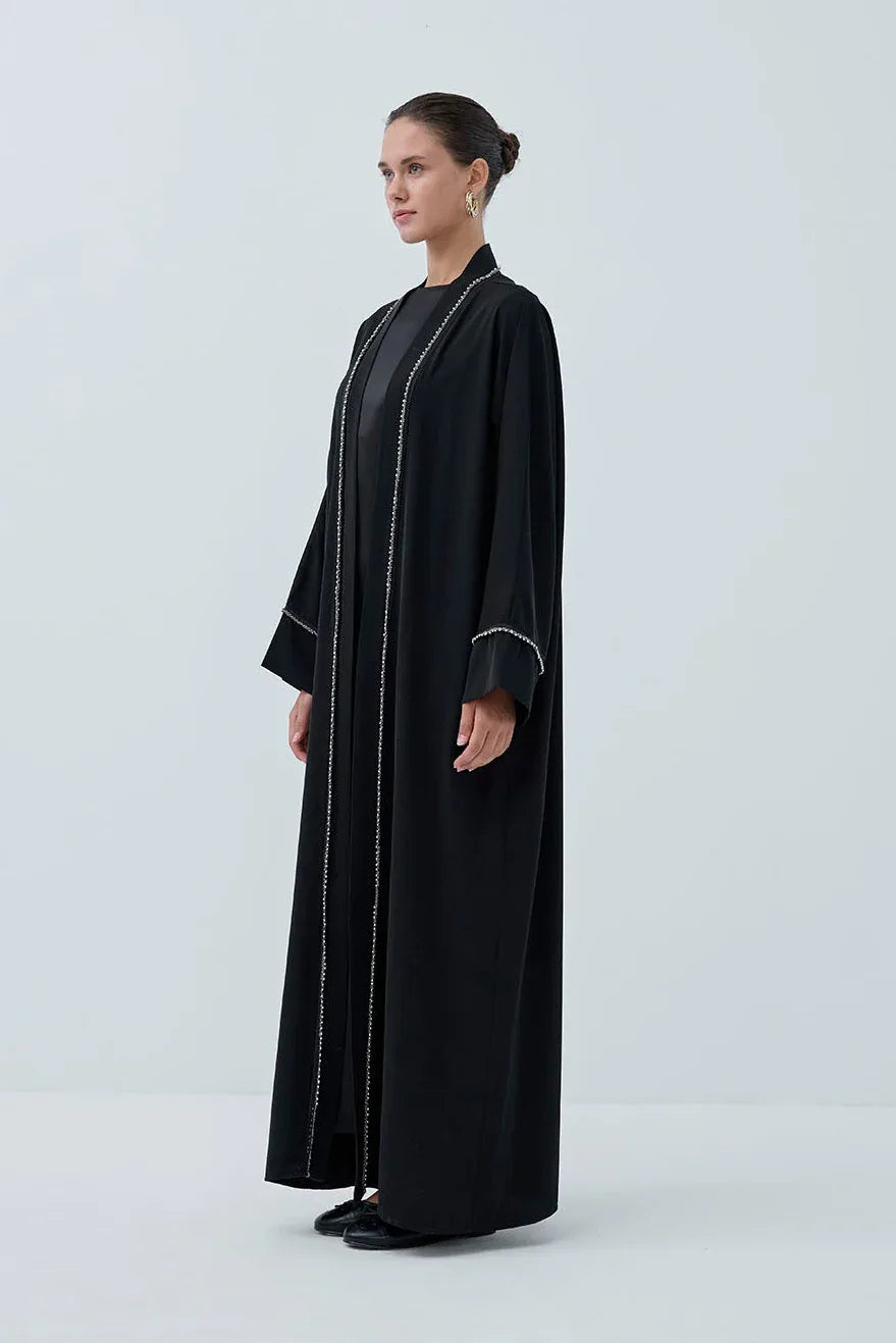 İnci Şerit İşlemeli Nida Abaya - VIADEL Atelier