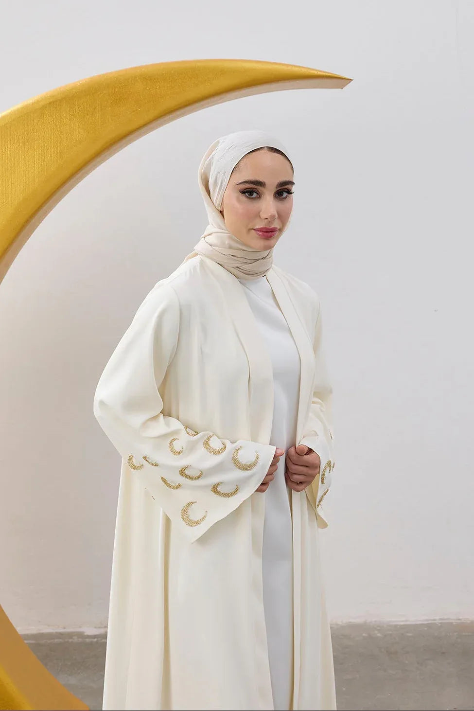 Boncuk Hilal Kol Detay Abaya - VIADEL Atelier