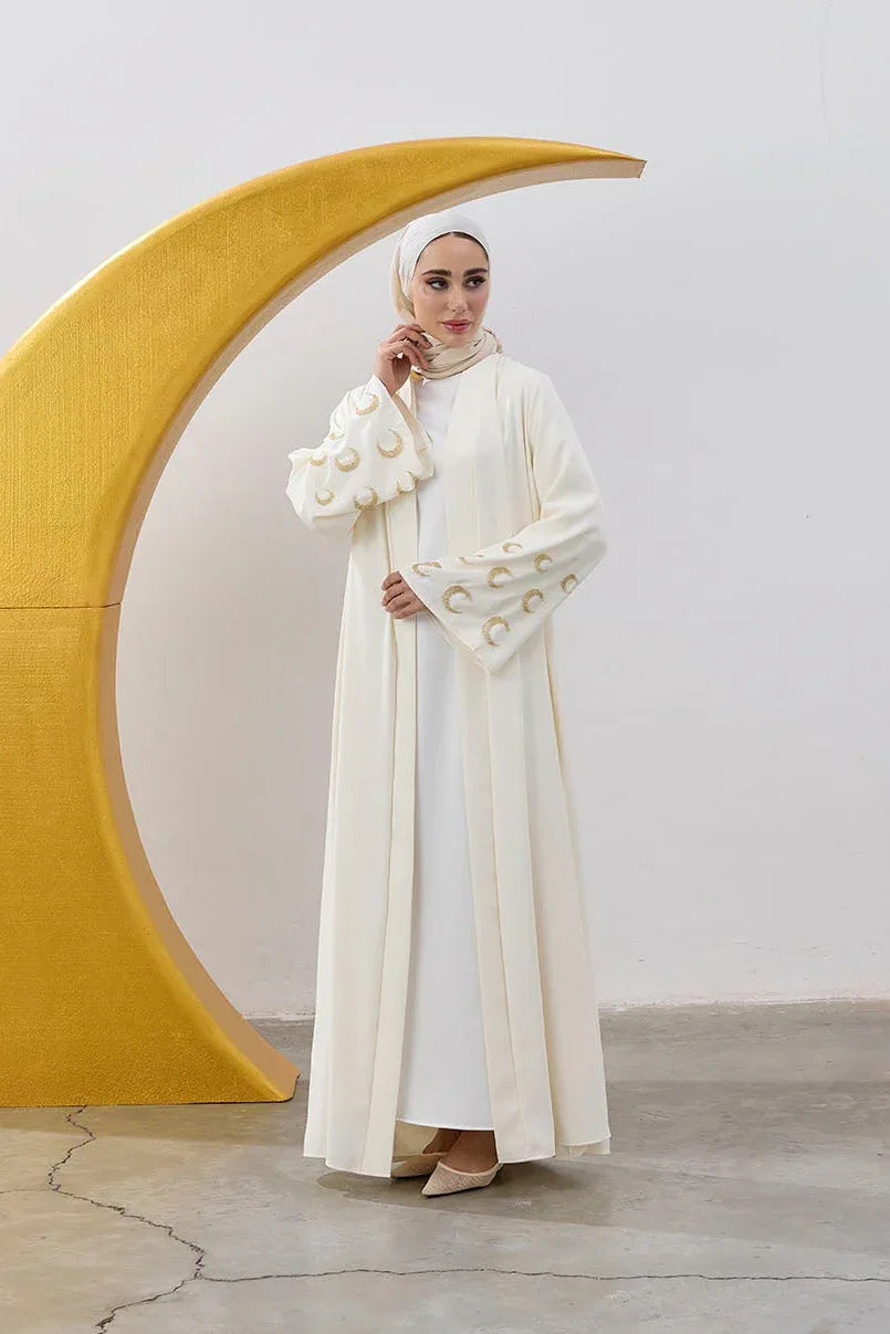 Boncuk Hilal Kol Detay Abaya - VIADEL Atelier