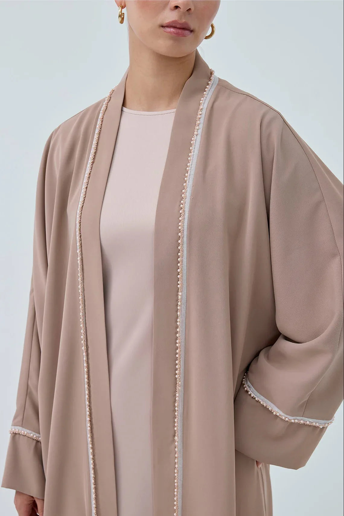 İnci Şerit İşlemeli Nida Abaya - VIADEL Atelier