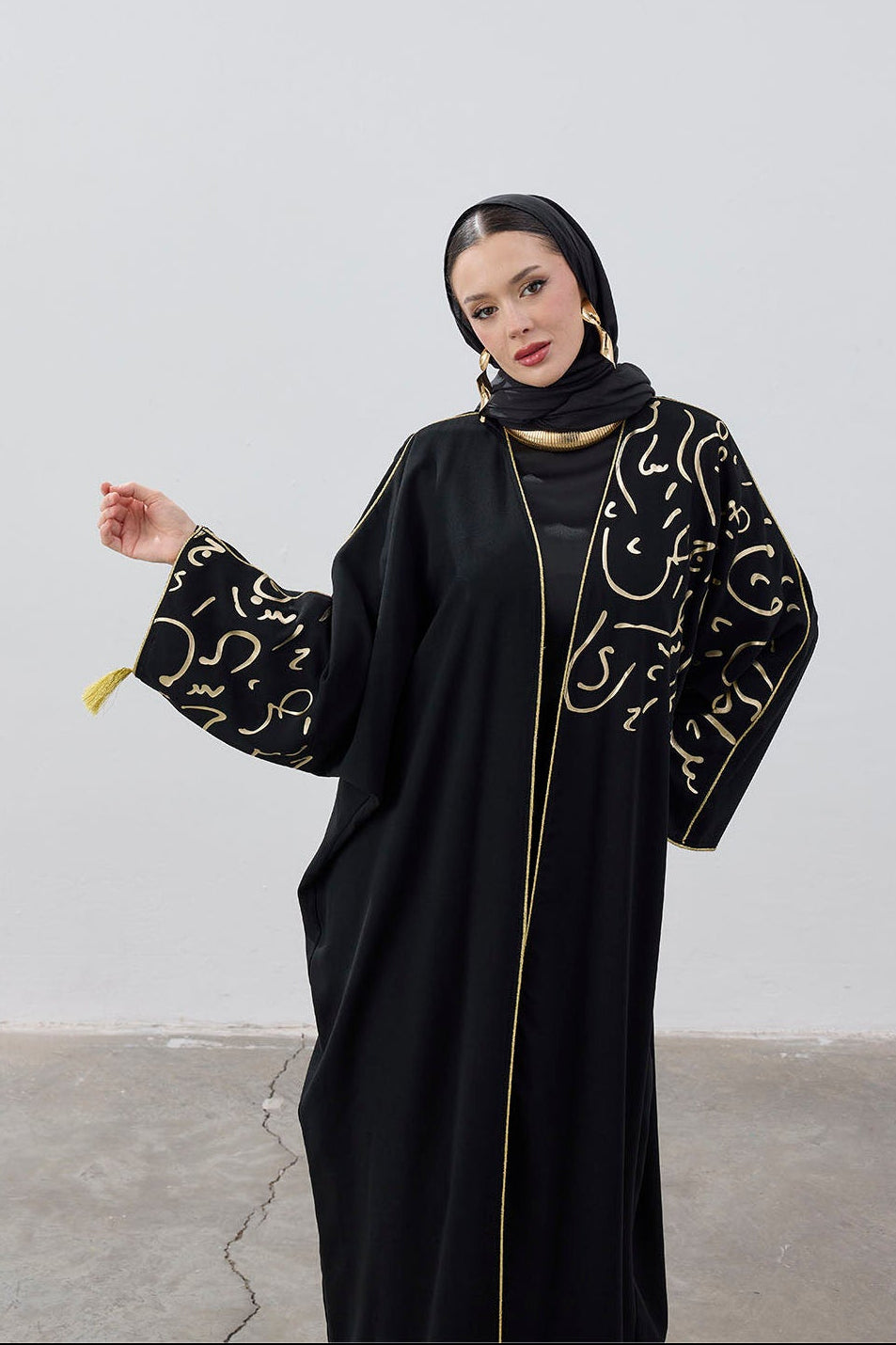 Gold Hat Desenli Abaya