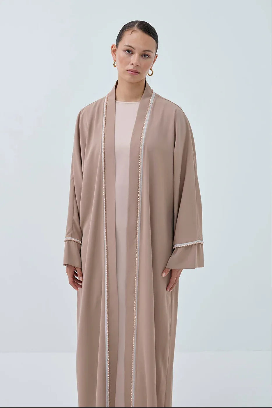 İnci Şerit İşlemeli Nida Abaya - VIADEL Atelier