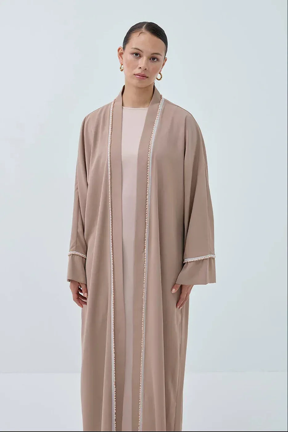 İnci Şerit İşlemeli Nida Abaya - VIADEL Atelier