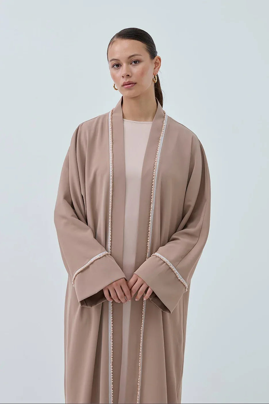 İnci Şerit İşlemeli Nida Abaya - VIADEL Atelier