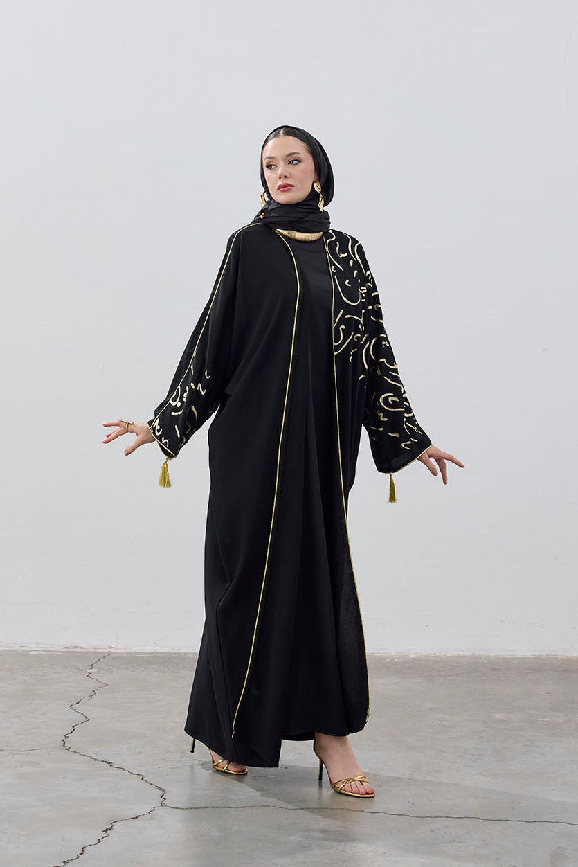 Gold Hat Desenli Abaya
