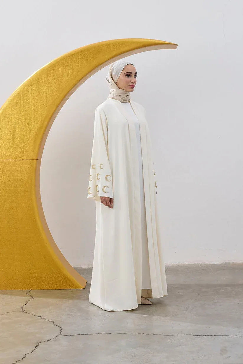 Boncuk Hilal Kol Detay Abaya - VIADEL Atelier