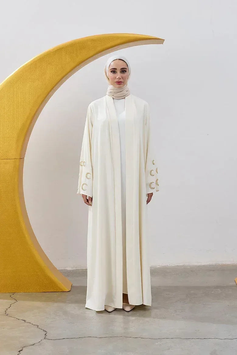 Boncuk Hilal Kol Detay Abaya - VIADEL Atelier