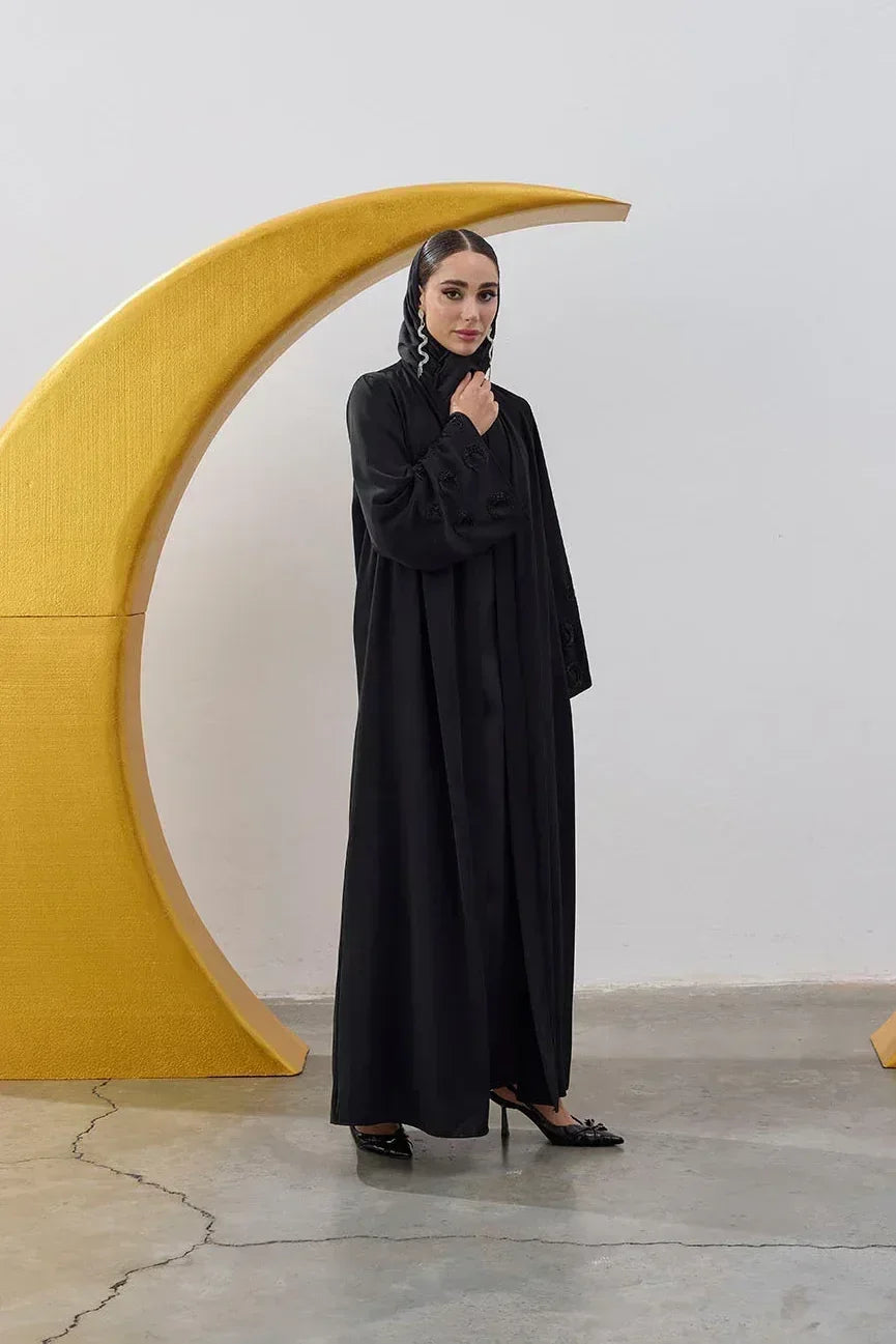Boncuk Hilal Kol Detay Abaya - VIADEL Atelier