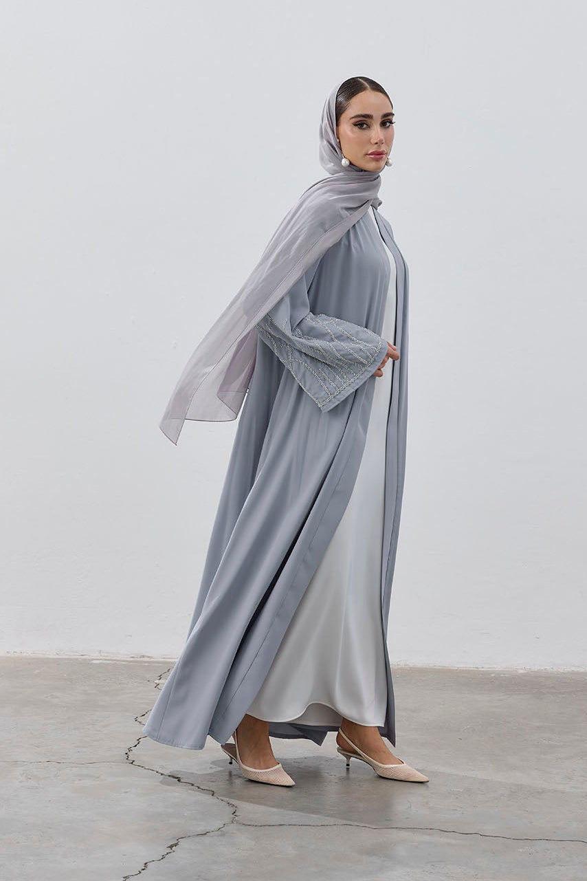Boncuk Nakışlı Dubai Kumaş Abaya