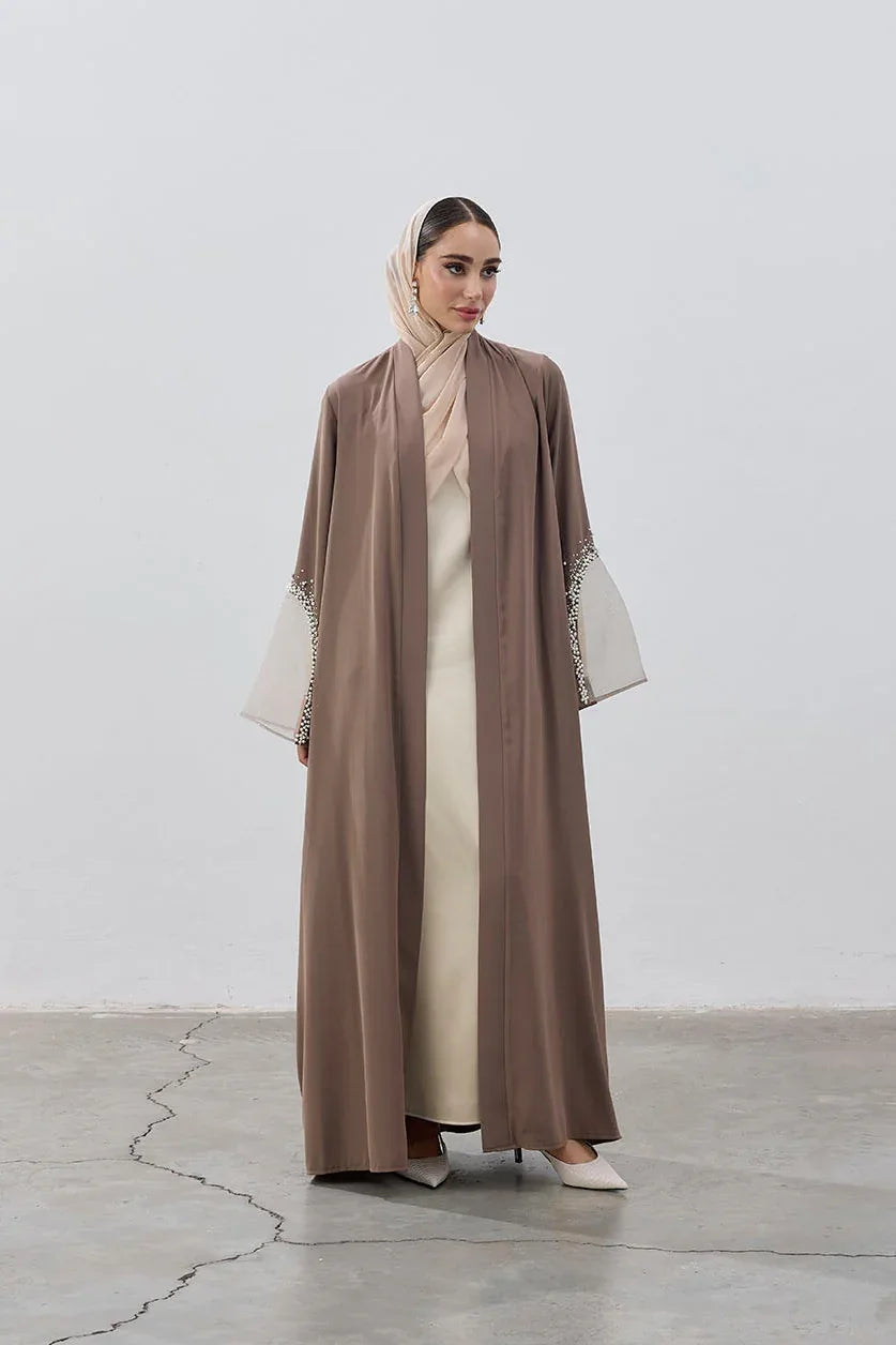 İnci Organize Kol Detaylı Abaya - VIADEL Atelier