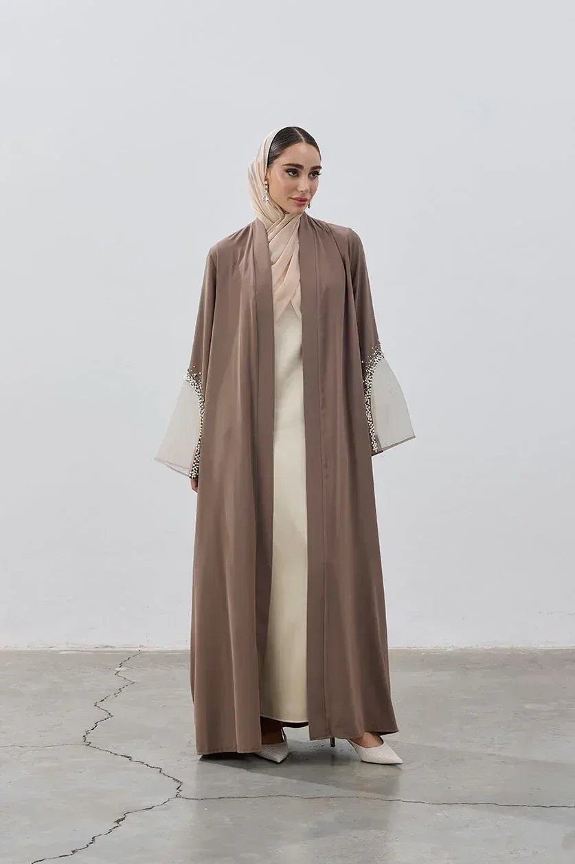 İnci Organize Kol Detaylı Abaya - VIADEL Atelier