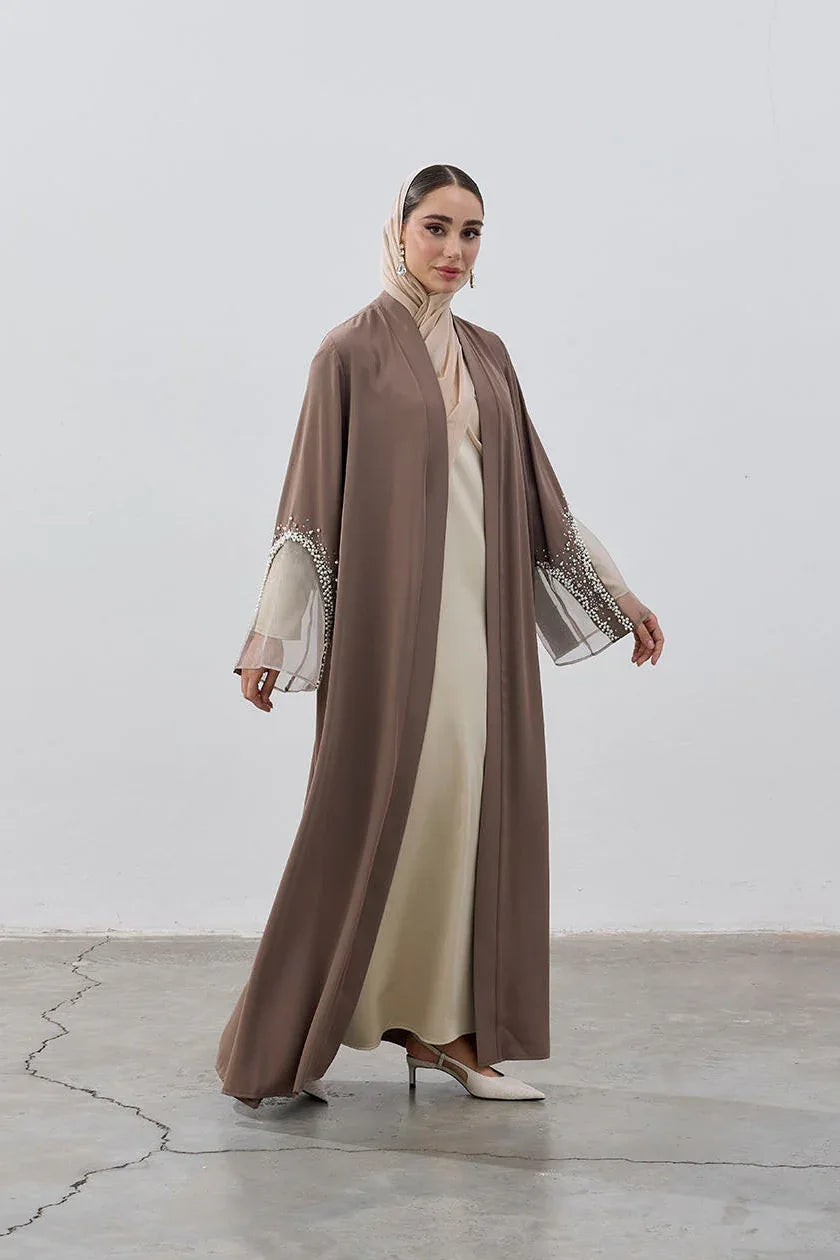 İnci Organize Kol Detaylı Abaya - VIADEL Atelier