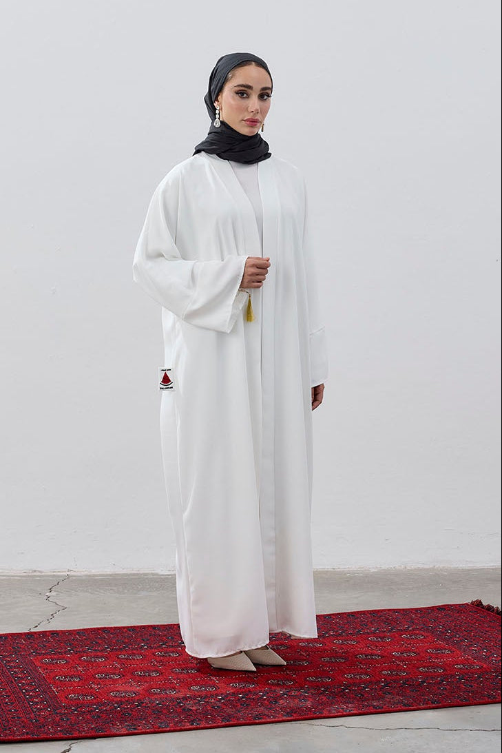 Tasarım Sırt Şehir Haritalı Nakış İşlemeli Abaya