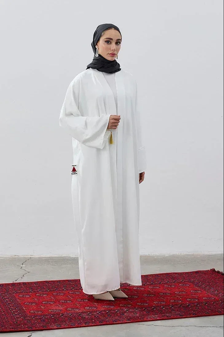 Tasarım Sırt Şehir Haritalı Nakış İşlemeli Abaya - VIADEL Atelier