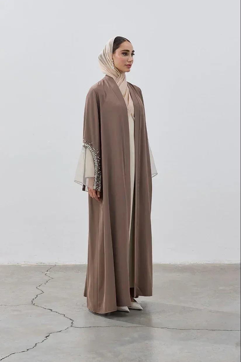 İnci Organize Kol Detaylı Abaya - VIADEL Atelier