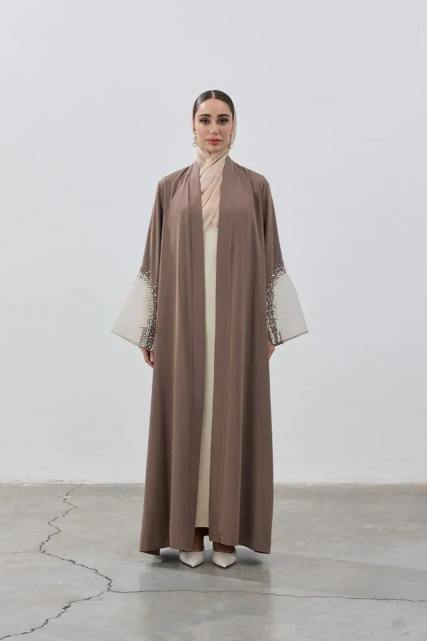 İnci Organize Kol Detaylı Abaya - VIADEL Atelier