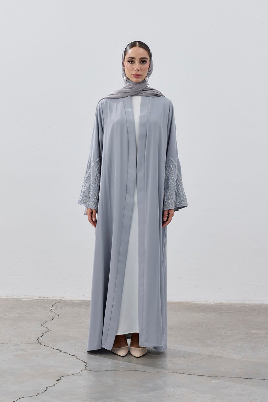 Boncuk Nakışlı Dubai Kumaş Abaya