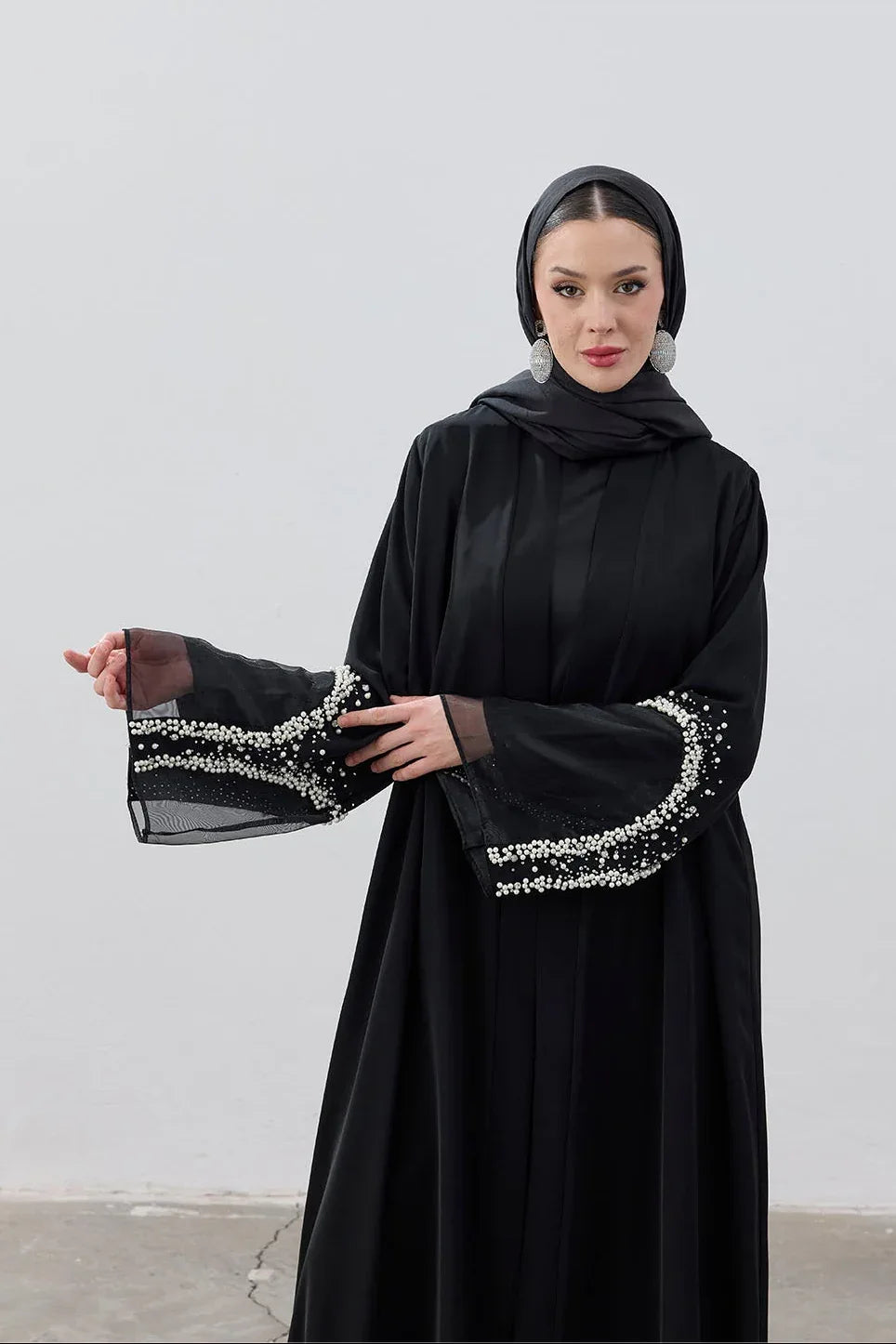 İnci Organize Kol Detaylı Abaya - VIADEL Atelier