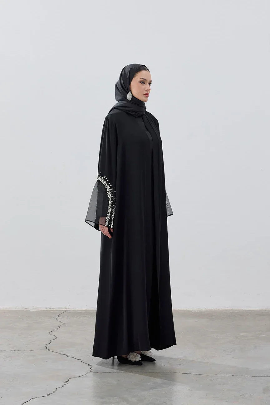 İnci Organize Kol Detaylı Abaya - VIADEL Atelier