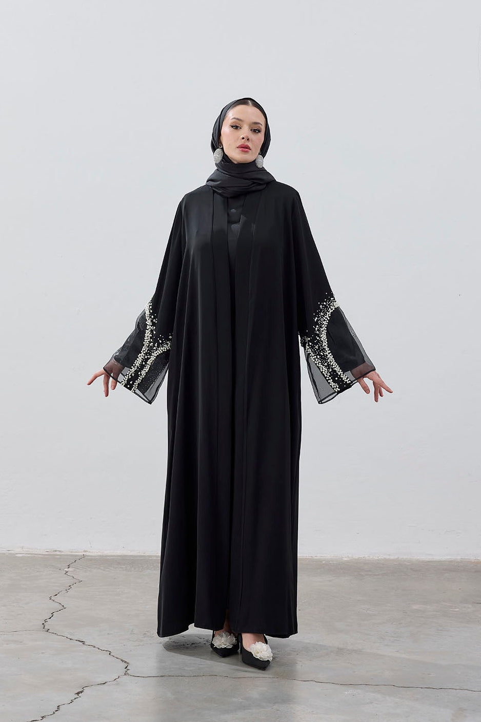 İnci Organize Kol Detaylı Abaya