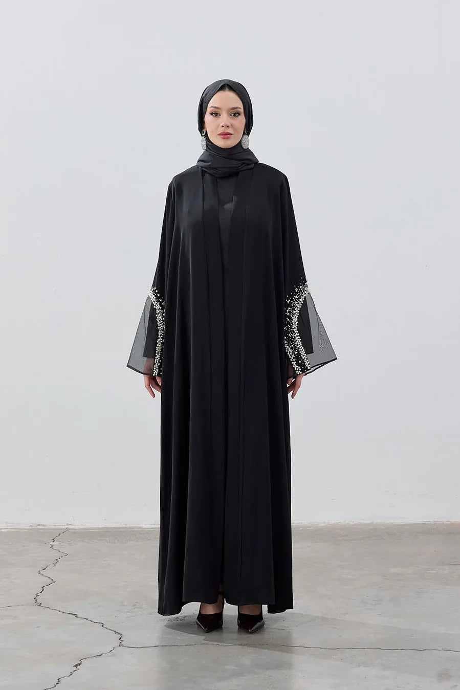 İnci Organize Kol Detaylı Abaya - VIADEL Atelier
