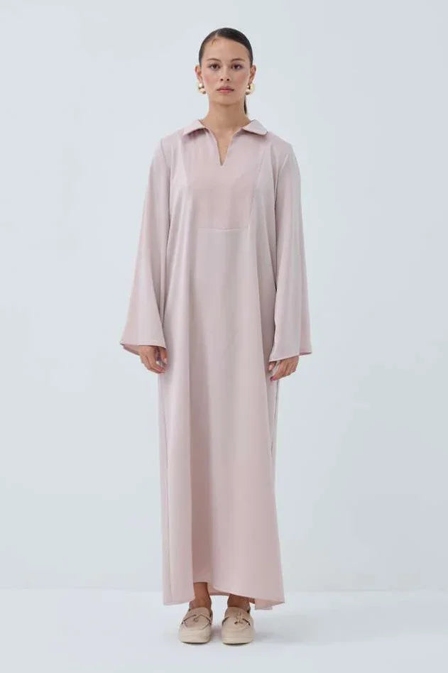 Haidah Yakalı Saten Elbise