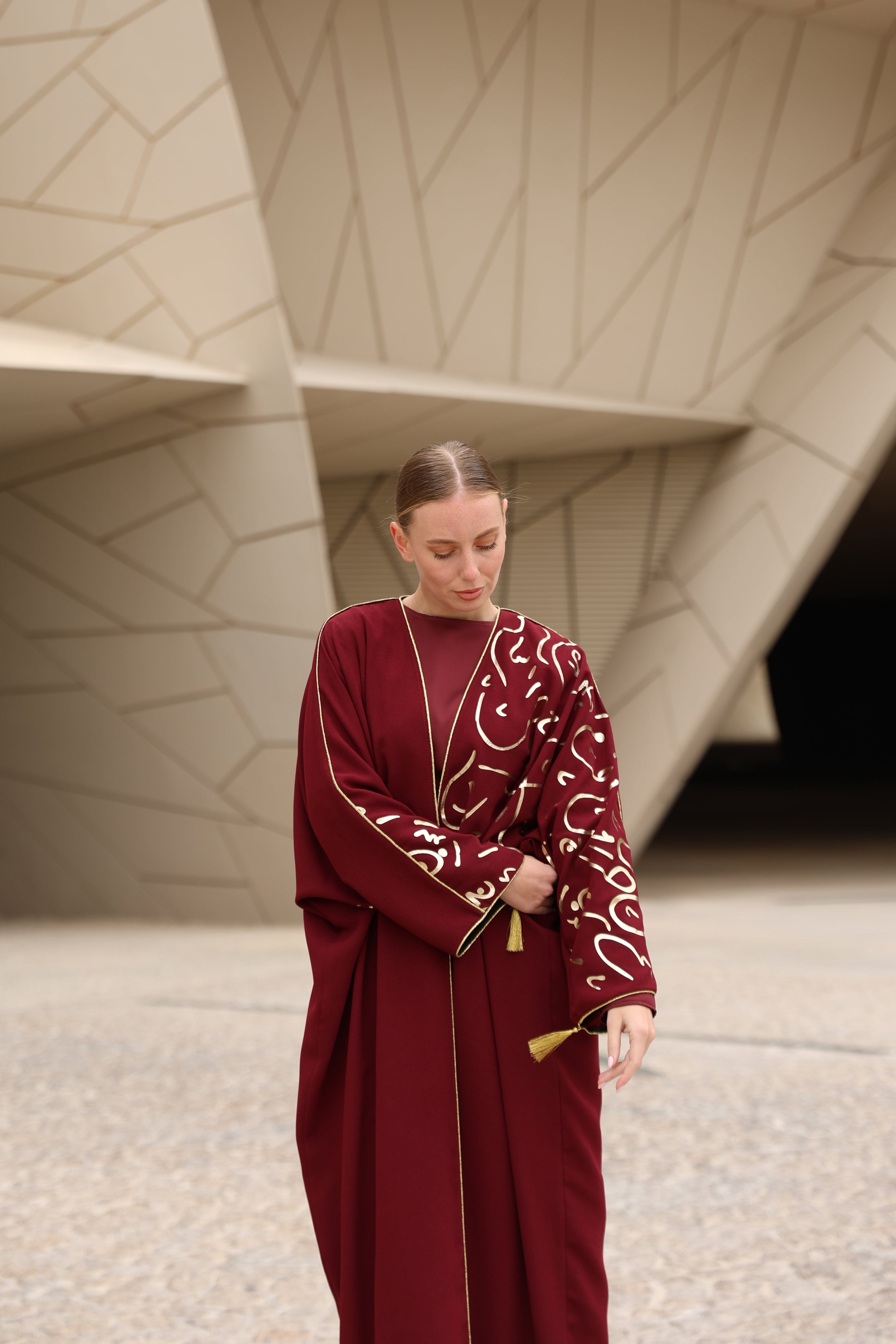 Gold Hat Desenli Abaya