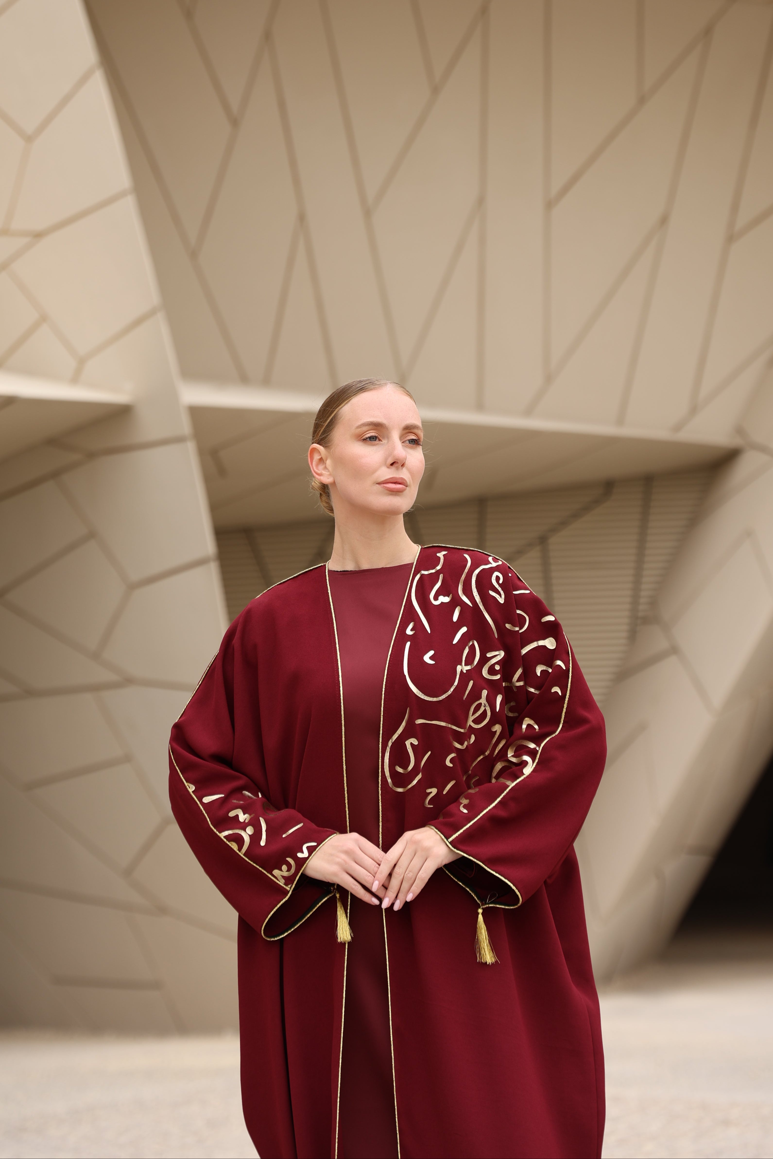 Gold Hat Desenli Abaya