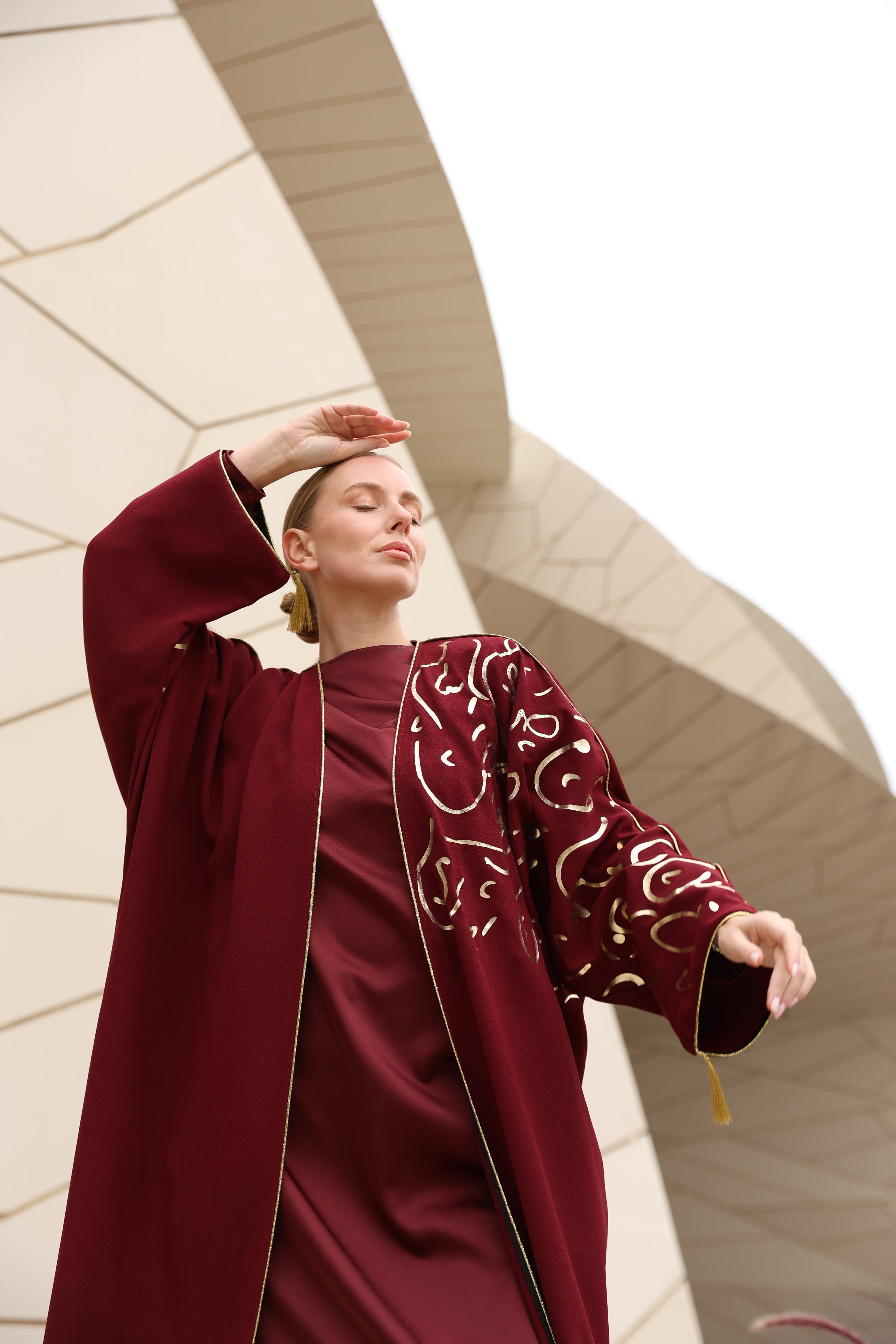 Gold Hat Desenli Abaya