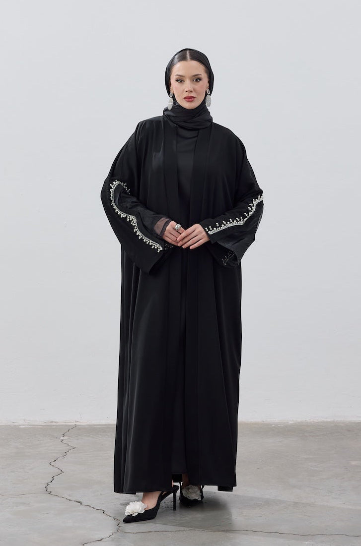 İnci Kol Detaylı Abaya