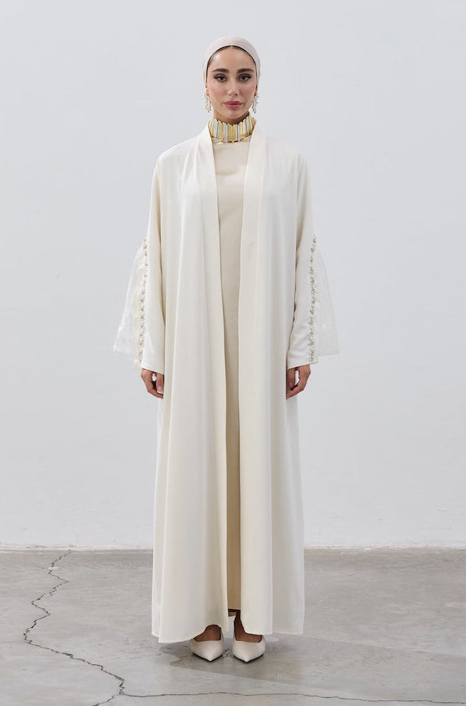 İnci Kol Detaylı Abaya