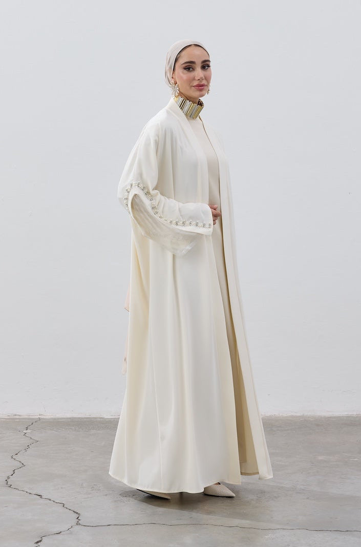 İnci Kol Detaylı Abaya