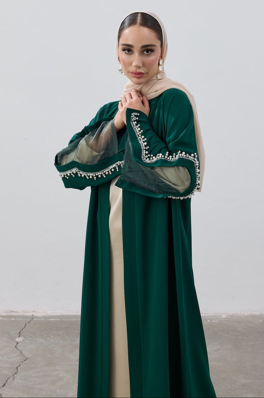 İnci Kol Detaylı Abaya