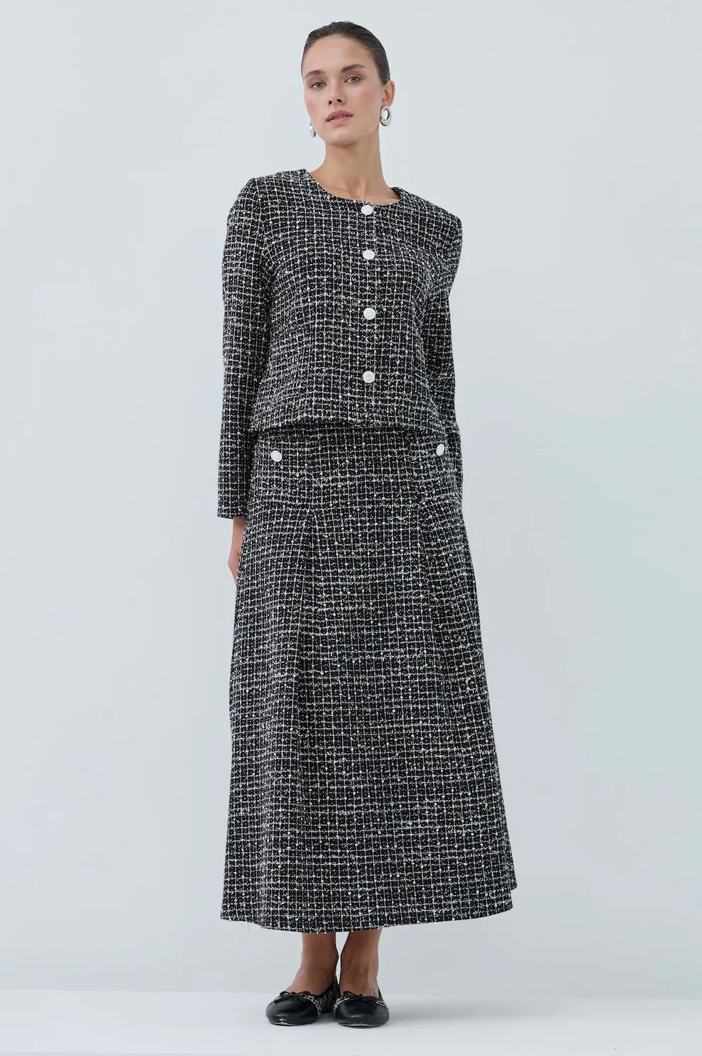 Siyah Beyaz Simli Etek Takım