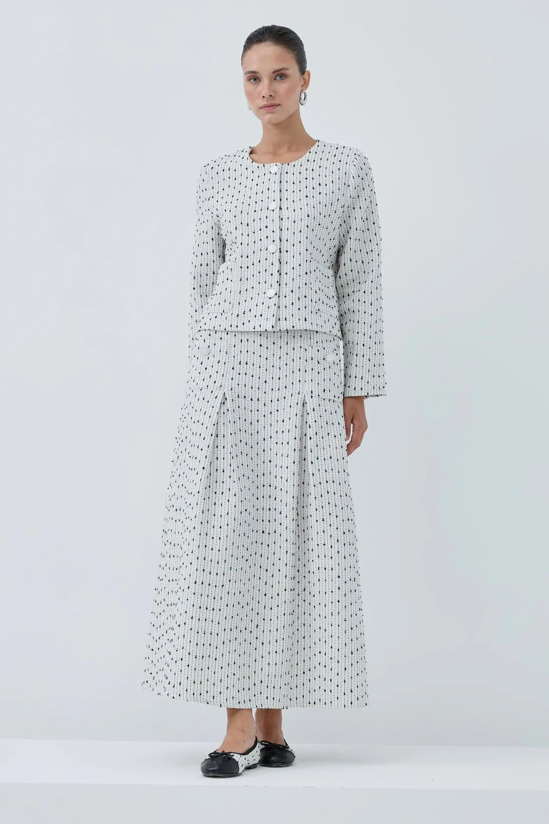 Siyah Beyaz Simli Etek Takım