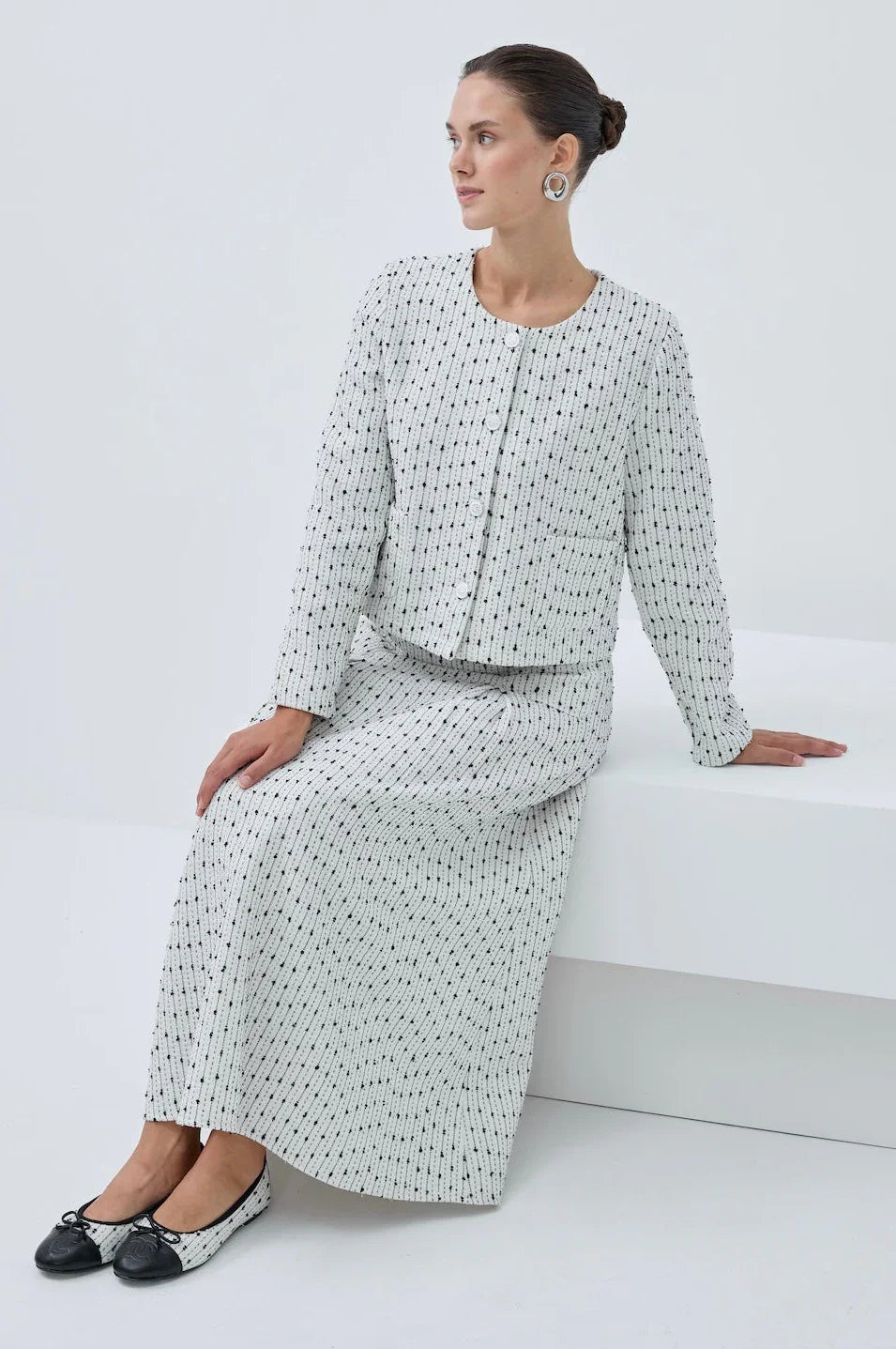 Siyah Beyaz Simli Etek Takım